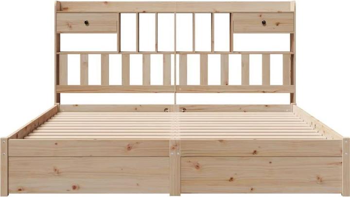 Produktbild VidaXL Massivholzbett Holzbett Bett Doppelbett mit Regal ohne Matratze 200x200cm (200 x 200 cm)