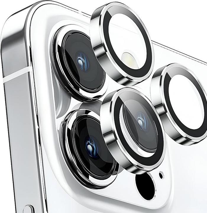 Produktbild Mx. Moox iPhone 15 Pro / 15 Pro Max - Tempered Glass / Panzerglas Rückkamera - silber einzeln (1 Stück, Apple iPhone 15 Pro Max, Apple iPhone 15 Pro)
