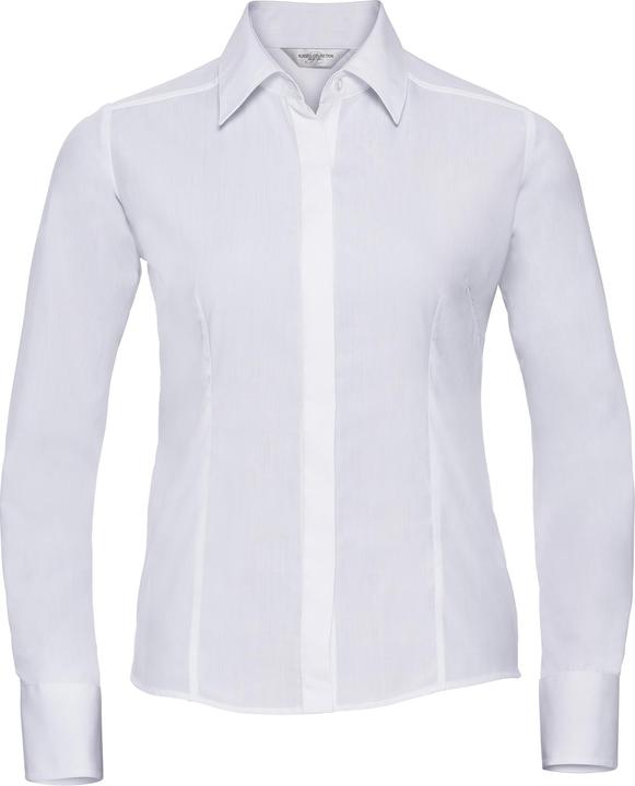 Russell Collection Popelin Bluse Hemd Langarm pflegeleicht tailliert