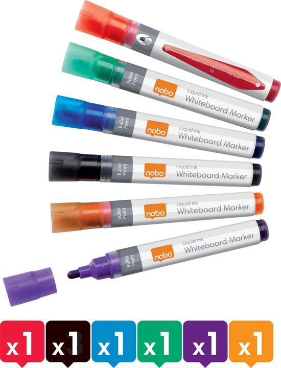 Nobo Pennarelli per lavagne a inchiostro liquido (Multicolore, 3 mm, 6 x)