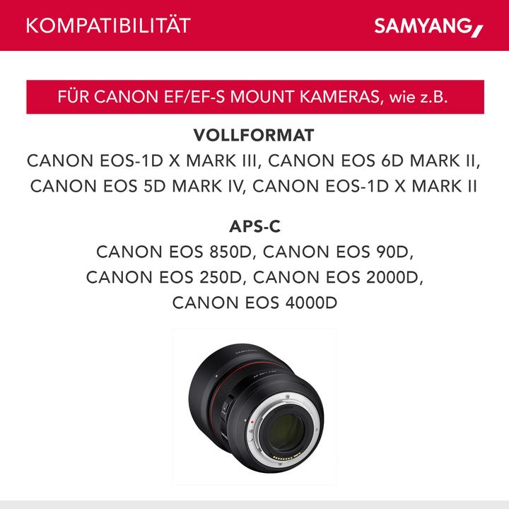 Produktbild Samyang AF 85mm f/1.4, Canon EF (Canon EF, Canon EF-S, APS-C / DX, Vollformat)