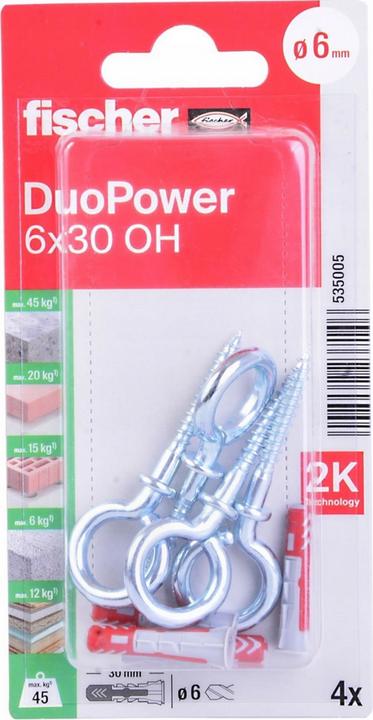 Actual product image Fischer SB Nylon dowel Duopower with eye hooks (4 pcs.)