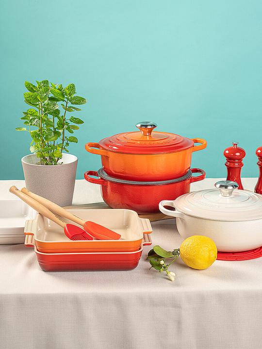 Produktbild Le Creuset GUSS, STEINZEUG & SILIKON-SET 3-TLG. OFENROT