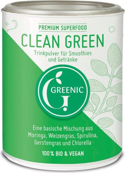 Actual product image Greenic Clean Green (Spirulina, Wheatgrass, Meringa, Chlorella, Barley grass, 1 pcs., 100 g)
