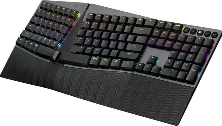 Actual product image Perixx PERIBOARD-835 BR DE, wireless RGB-illuminated ergonomic mechanical keyboard - flat bra (DE, Wireless)