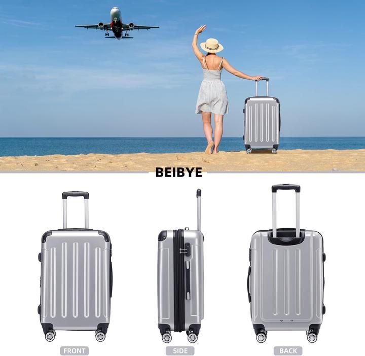 Produktbild Beibye Zwillingsrollen 2048 Hartschale Trolley, Silber, XL (115 l, L (90 - 115l))