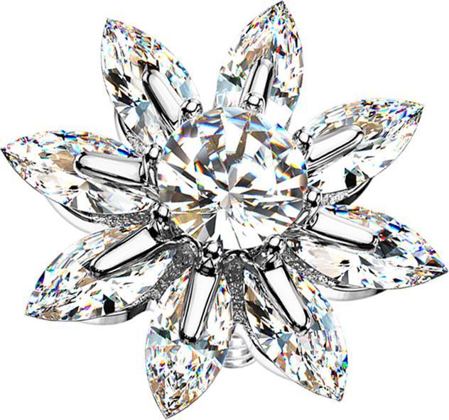 Image du produit Star Piercing Dermal Anchor argent grande fleur de cristal (Acier chirurgical 316L, Laiton)