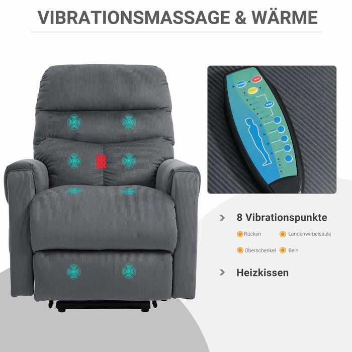 Produktbild Swisshandel24 Fernsehsessel mit Massage, Aufstehhilfe, Heizung, Liegefunktion 79x97x103 cm