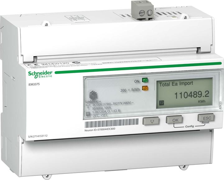 Actual product image Schneider Electric iEM3335 meter 125A M-bus 1 digital I/O