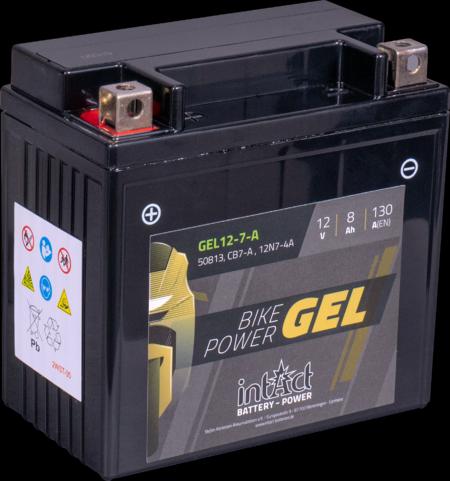 Intact GEL12-7-A Bike-Power GEL 8Ah Batterie moto (DIN 50813) 12N7-4A / YB7-A (12 V, 8 Ah, 130 A)