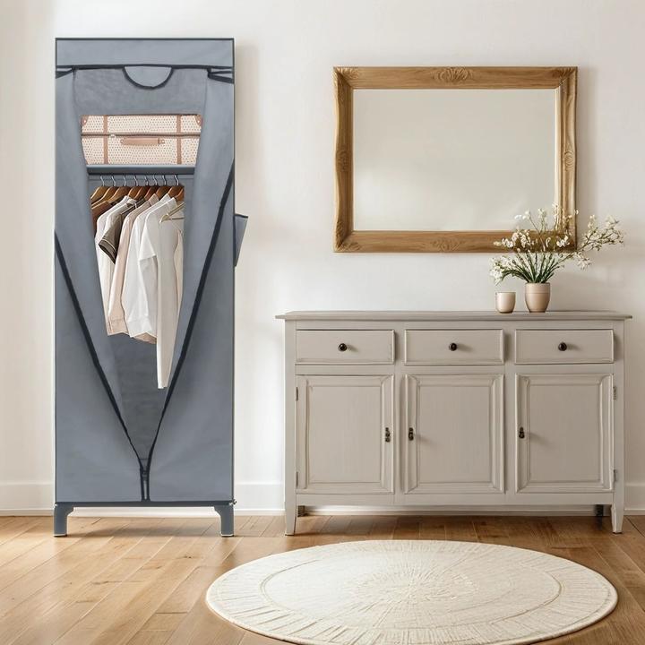 Produktbild Intirilife Faltschrank mit Reissverschluss und Kleiderstange (68 x 45 x 175 cm)