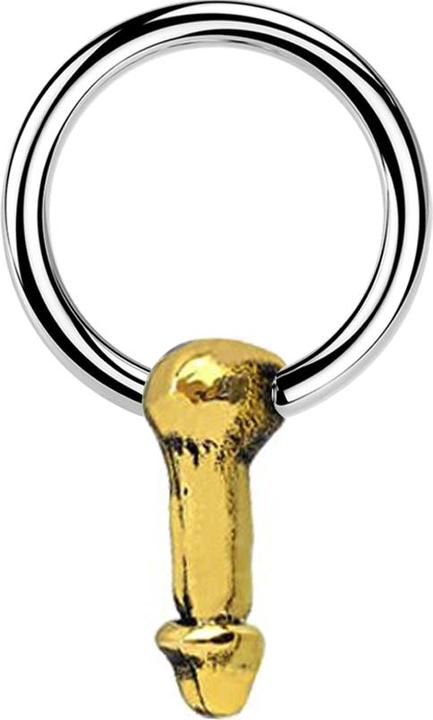 Image du produit Star Piercing Micro Closure anneau argent tête de mort steampunk plaqué or (Laiton, Acier chirurgical 316L)