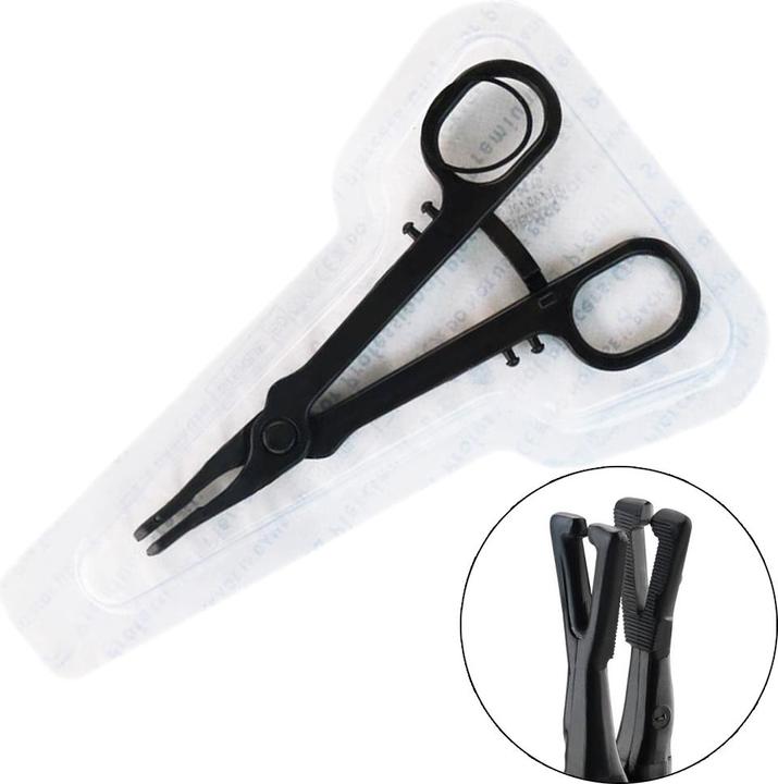 Produktbild Star Piercing Sterile einweg Zange schwarz Gazeklemme offen dreieck gezackt (Kunststoff)