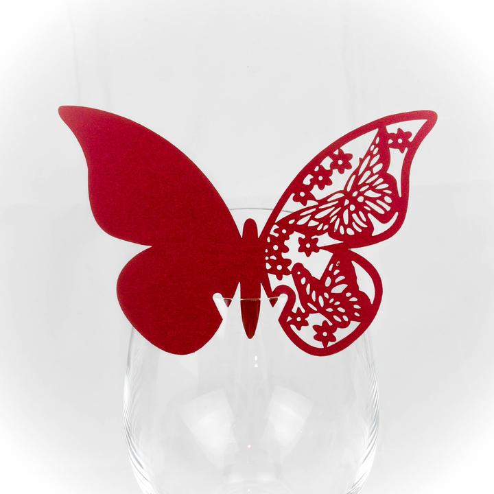 Actual product image Place card 'Butterfly' Wine Red (10 pieces)