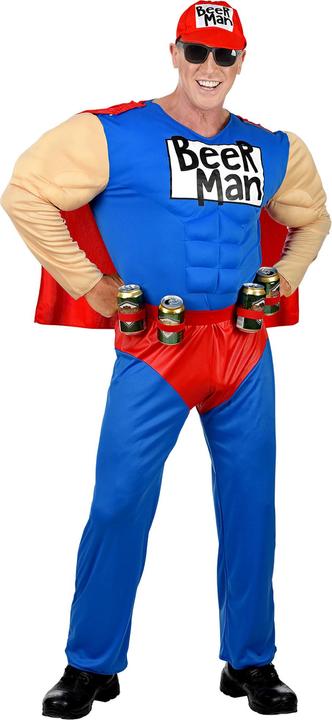 Produktbild Widmann SUPER BEER MAN (Muskel Overall mit Umhang, Gürtel mit Dosenhalter, Basecap), XXL (XXL)