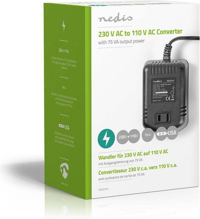 Produktbild Nedis Stromwandler - Netzstromversorgung - Europäisch-Amerikanisch - 230 VAC Umrichter - 75 W - 11