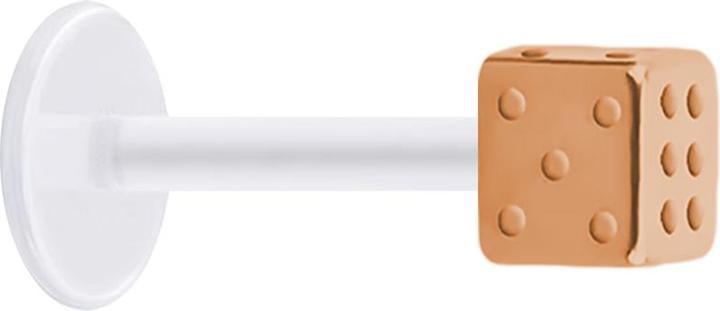 Immagine prodotto Star Piercing Micro Labret trasparente con cubo in oro rosa (senza ottone, Acciaio chirurgico 316L, Bioflex)