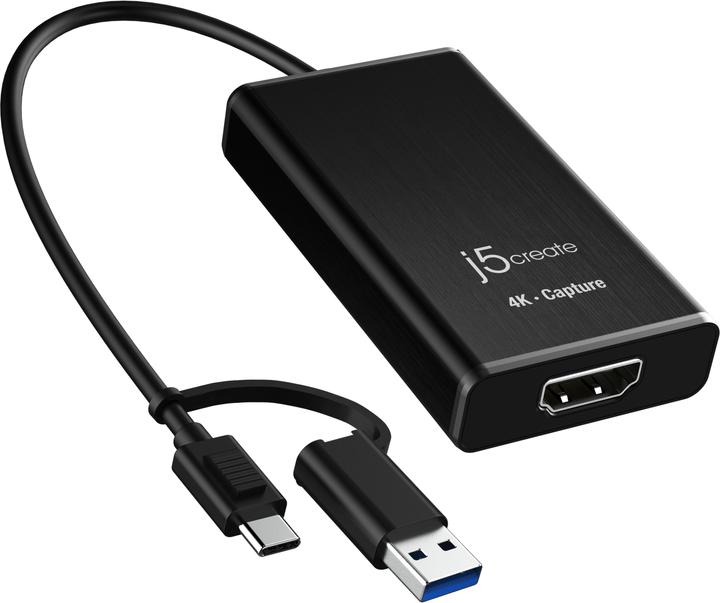 j5Create JVA11-N 4K-HDMI™-Aufnahmeadapter, Schwarz, USB 3.2 Gen 1 (3.1 Gen 1), 3840 x 2160 Pixel, Al (Android, Windows)
