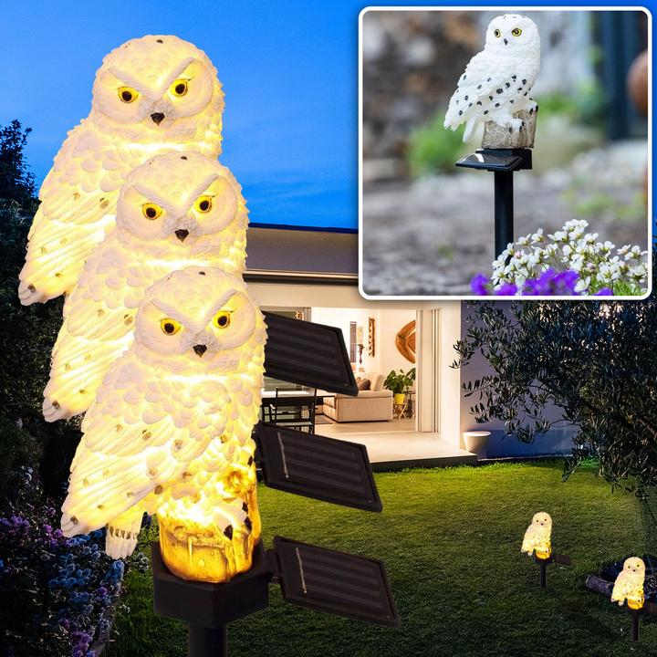Casativo 3er-Set LED Solar-Eule Solar Gartenleuchte
