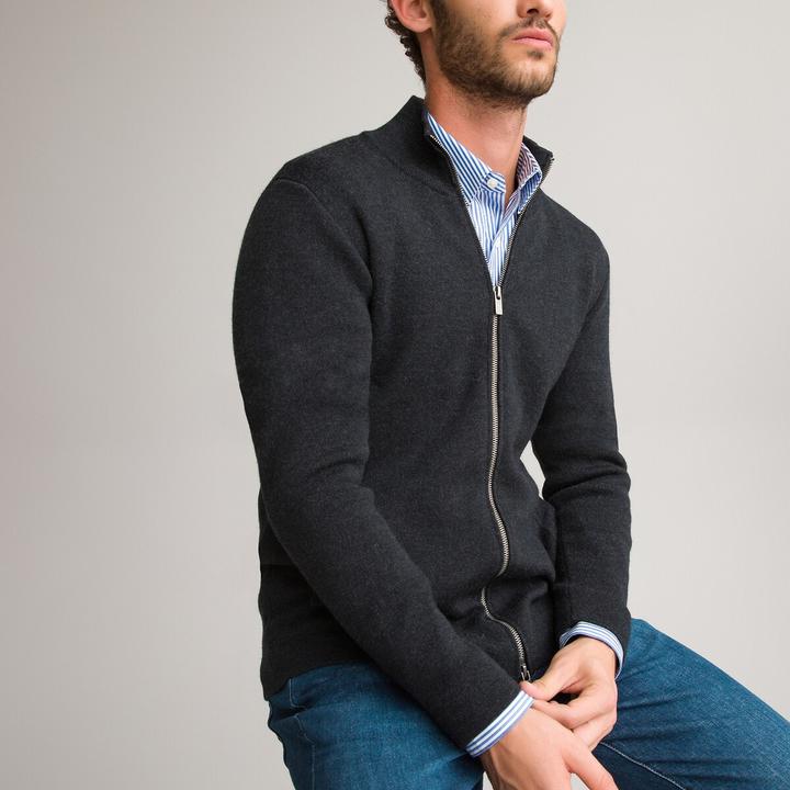 Image du produit La Redoute Collections Cardigan zippé Signature en laine mérinos (S)