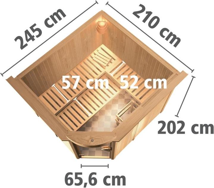 Actual product image Karibu Fiona 3 with roof rim (9 KW internal control)