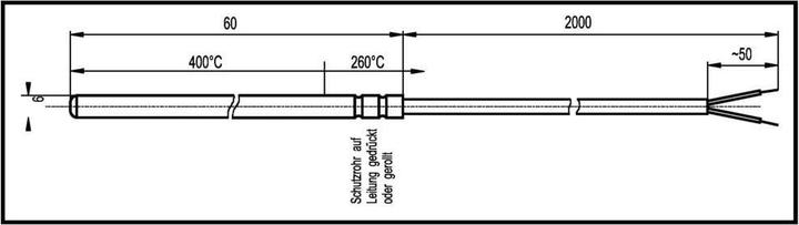 Enda Temperatursensor K1-TC-J-6x60-2M Fühler-Typ J Messbereich Temperatur-50 bi