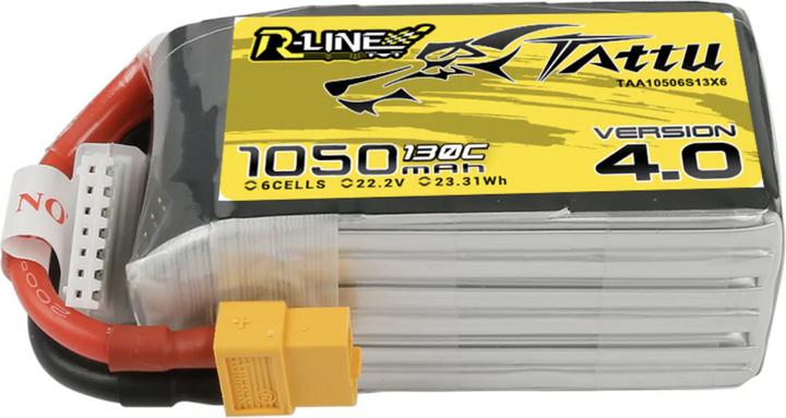 Actual product image Tattu RC Battery LiPo 1050 mAh 22.2 V 130C R-Line, V4.0 (22.20 V, 1050 mAh)