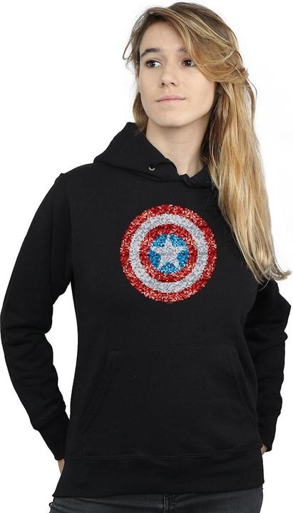 Actual product image Womens/Ladies Captain America Pixelated Shield Hoodie (XXL)