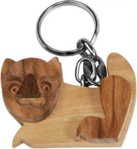 Immagine prodotto Natura Punto Set di 3 portachiavi cane, gatto e leone, in legno d'ulivo, marrone, 5 x 5 cm
