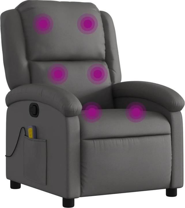 Immagine prodotto VidaXL Sedia da massaggio in vera pelle grigia,Colore: Grigio, Materiale: Vera pelle