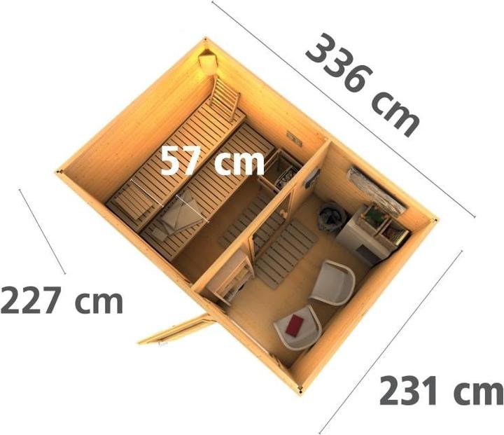 Actual product image Karibu Skrollan 2 with anteroom (9 KW external control)