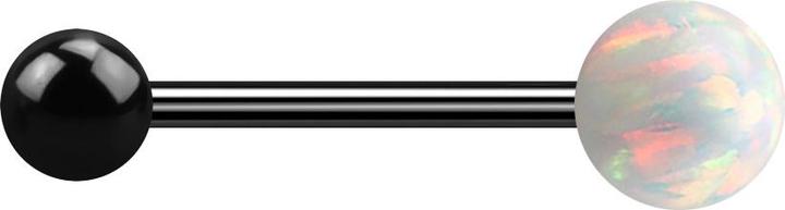Actual product image Star Piercing Micro barbell black with ball and ball opal white (Surgical steel 316L, without brass)