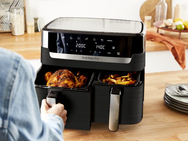Actual product image Tefal EY9018 Dual Easy Fry Doppelkammer Heissluftfritteuse
