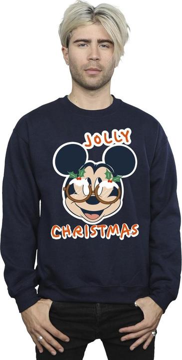Actual product image Disney Mens Mickey Mouse Jolly Christmas Glasses Sweatshirt (4XL)