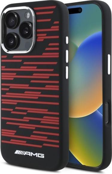 Immagine prodotto Mercedes AMG AMHMP16X24SSRRK Custodia rigida per iPhone 16 Pro Max 6,9" in silicone con grafica nera MagSafe (Apple iPhone 16 Pro Max)