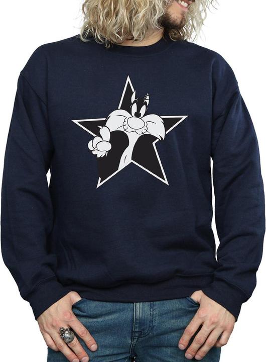 Actual product image Looney Tunes Mens Sylvester Mono Star Sweatshirt (L)