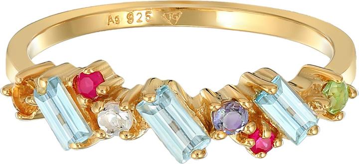 Immagine prodotto Elli Anello PREMIUM peridoto topazio pietra di luna glamour argento 925 placcato oro (56, 925 Argento)