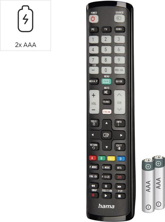 Produktbild Hama Universal-Fernbedienung für Samsung TVs, IR, lernfähig, leuchtende Tasten (Universal Fernbedienung, Infrarot)
