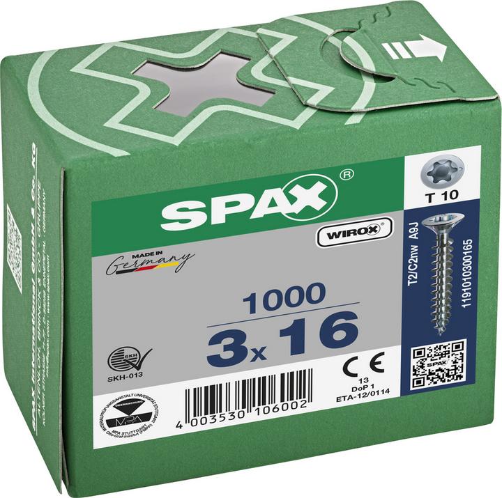 Produktbild Spax Spanplattenschrauben SK T10 3,0x16 mm (1000 Schrauben pro Stück)