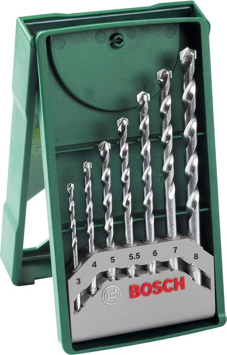 Bosch Zubehör Mini-X-Line Steinbohrer-Set, 7-teilig (6 mm, 5.5 mm, 7 mm, 3 mm, 5 mm, 8 mm, 4 mm)
