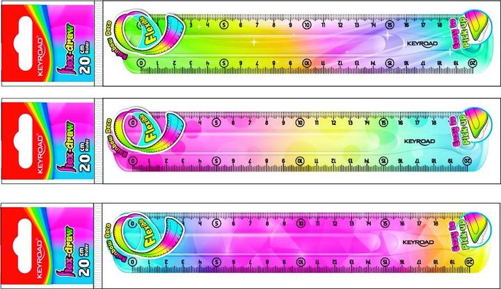Keyroad righello, 20 cm, flessibile, arcobaleno, ciondolo, mix di colori (200 mm)