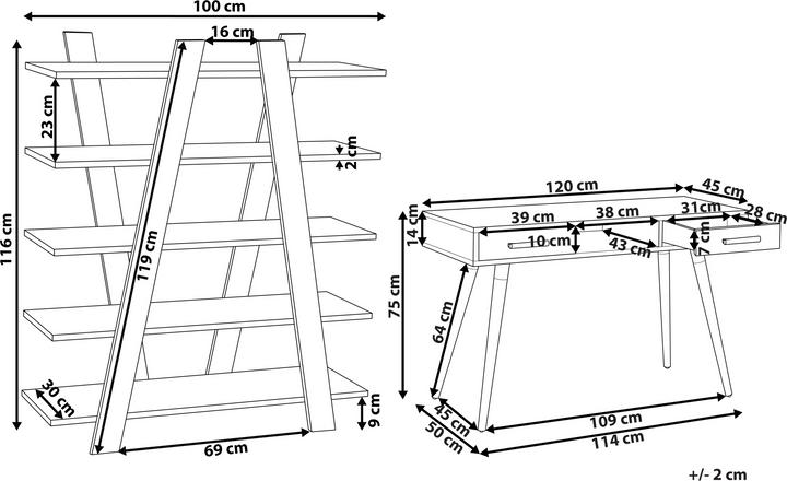 Produktbild Beliani Büromöbel-Set weiss / grau ESCALANTE/FRISCO (180 x 80 x 75 cm)