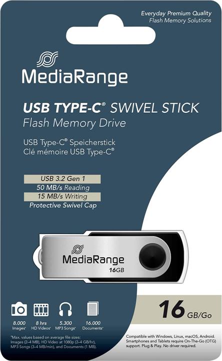 Produktbild MediaRange Swivel Stick (16 GB, USB 3.2)