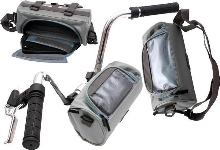 Immagine prodotto Dunlop - Fahrradlenkertasche/Gepäcktasche mit Smartphonetasche (grau) (1.20 l, Borsa manubrio)
