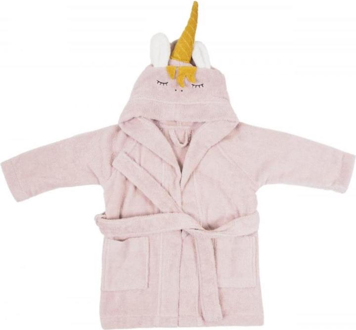 Actual product image Kikadu Bathrobe unicorn pale rose size 1-2 (GOTS)