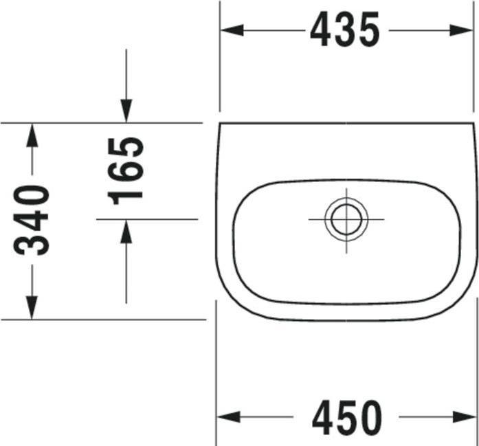 Produktbild Duravit Handwaschbecken D-CODE MED o ÜL m HLB 450x340mm 1 Hahnloch weiss (34 cm, 45 cm)