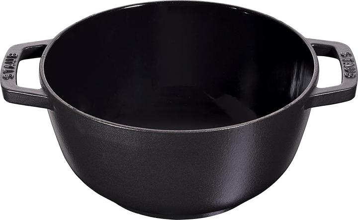 Actual product image Staub Fondue Set black with 2 handles, round. 20 cm (Cheese fondue, Chocolate fondue)