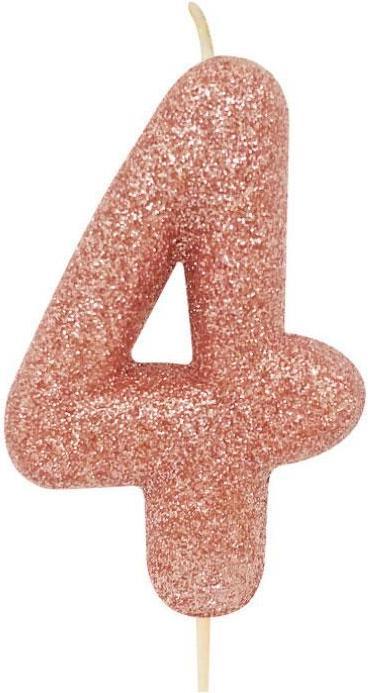 Produktbild Creative Party Rose Gold Kerze Nummer 4 mit Glitter (1 x)
