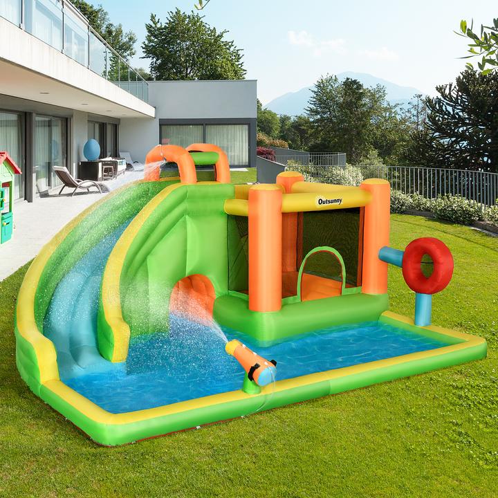 Actual product image Swisshandel24 Inflatable bouncy castle, play castle, jumping area with slide, water park for children aged 3 to 8
