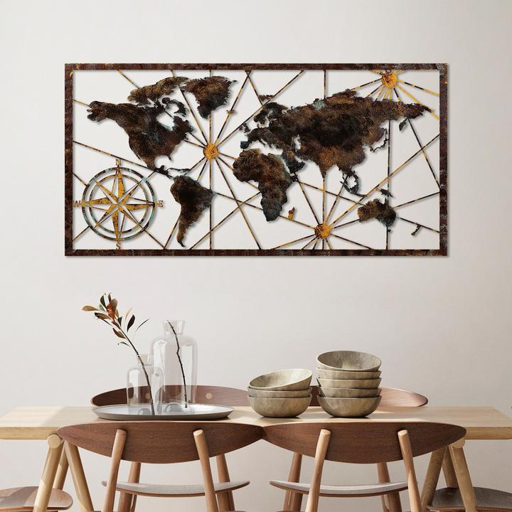 Immagine prodotto Wallxpert Mappa del mondo in metallo (120 x 60 cm)